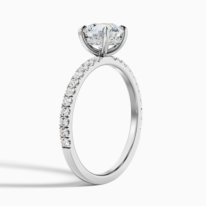 Claire 2 Carat Round Hidden Halo Pave Lab Grown Engagement Ring in 10k White Gold - Detail View