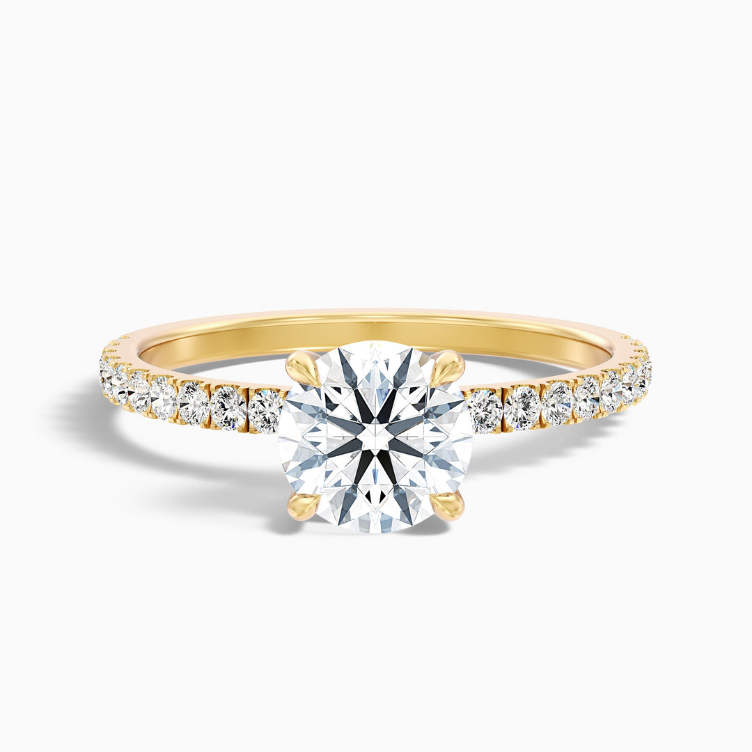 Claire 2 Carat Round Hidden Halo Pave Lab Grown Engagement Ring in 10k White Gold - Front View