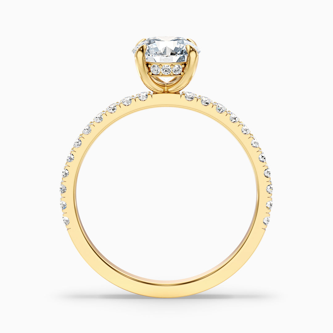 Claire 3.5 Carat Round Hidden Halo Pave Lab Grown Engagement Ring in 18k Yellow Gold - Side View