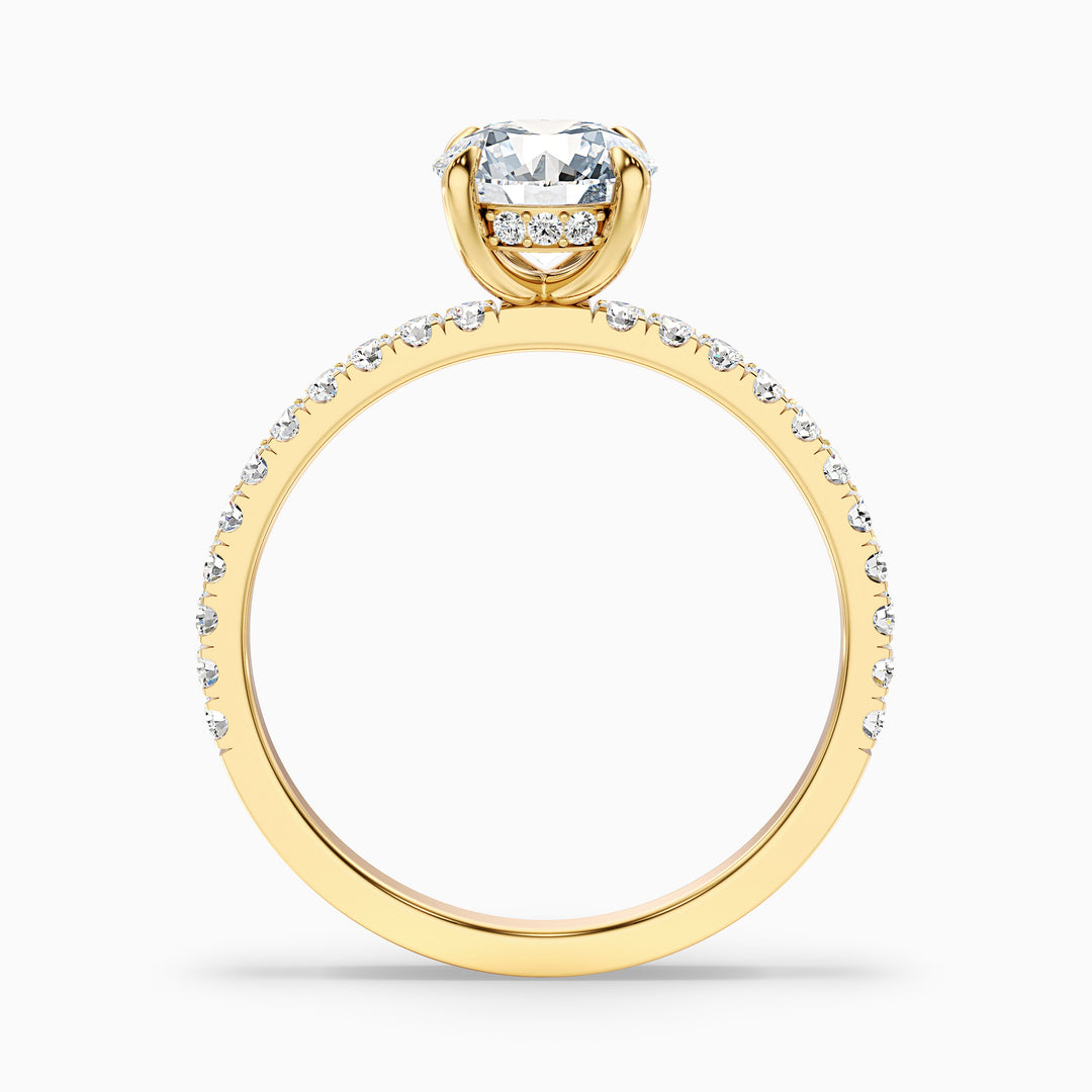 Claire 2 Carat Round Hidden Halo Pave Lab Grown Engagement Ring in 10k White Gold - Side View