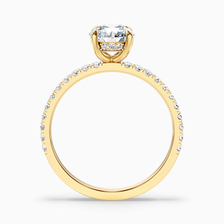 Claire 2 Carat Round Hidden Halo Pave Lab Grown Engagement Ring in 10k White Gold - Side View