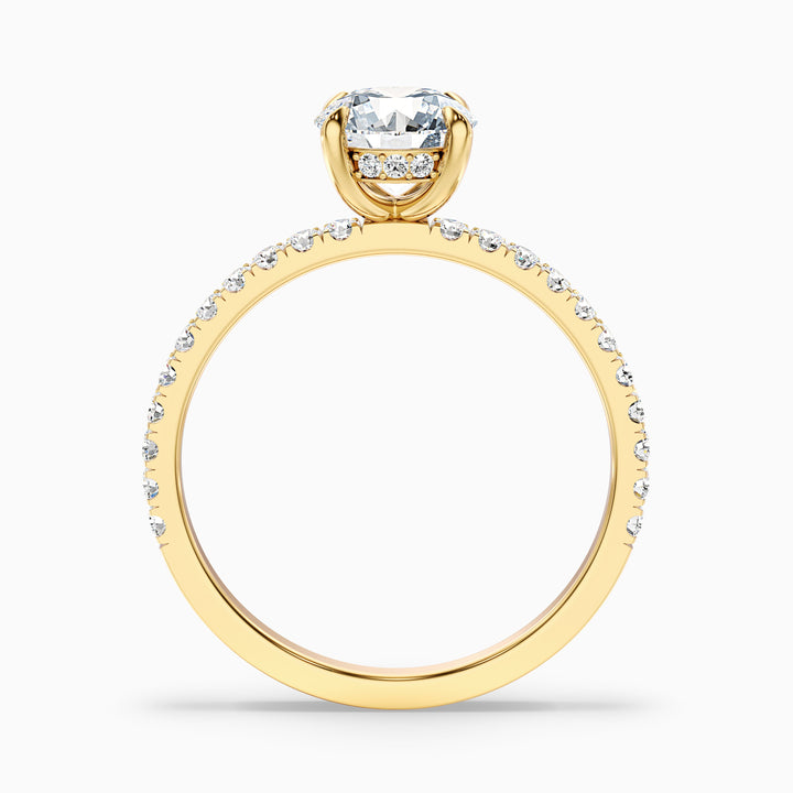 Claire 2.5 Carat Round Hidden Halo Pave Lab Grown Engagement Ring in 18k Yellow Gold - Side View