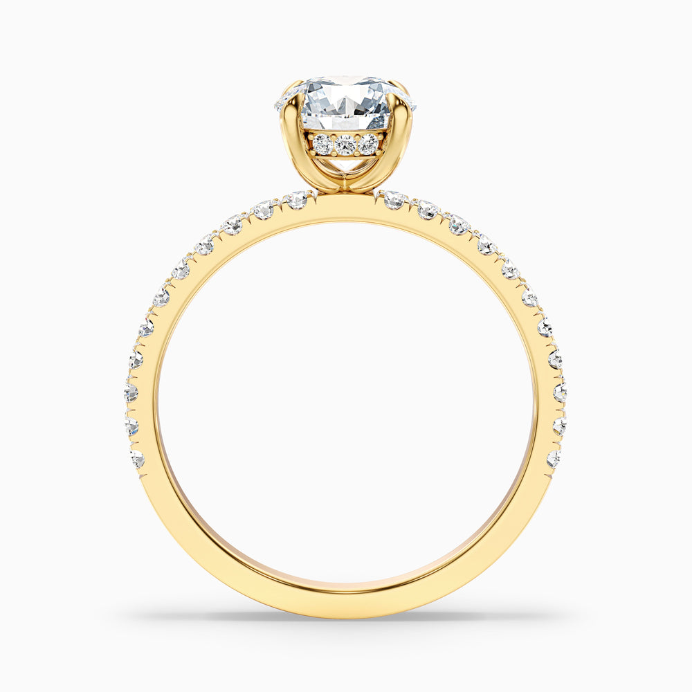 Claire 2 Carat Round Hidden Halo Pave Lab Grown Engagement Ring in 14k Yellow Gold - Side View