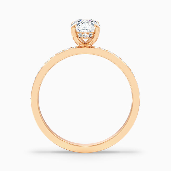 Cora 3.5 Carat Oval Hidden Halo Pave Lab Grown Engagement Ring in 14k Rose Gold - Side View