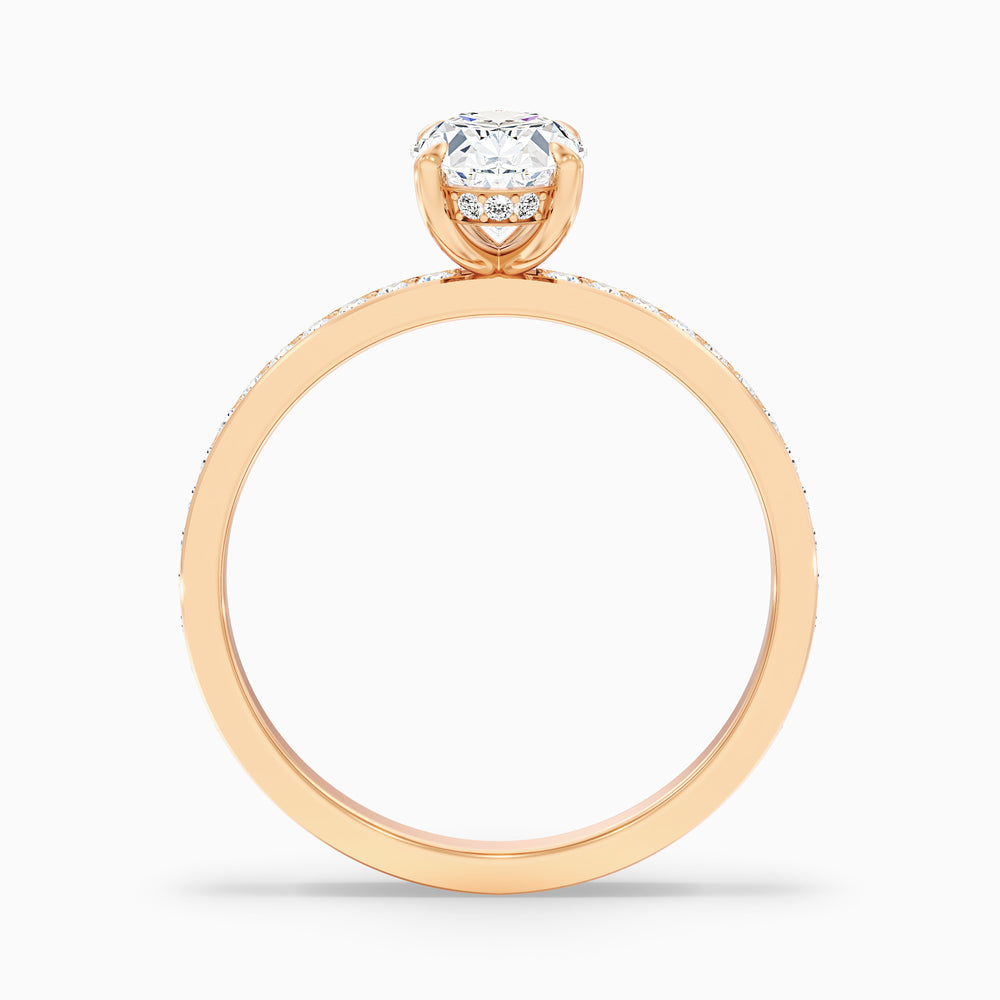 Cora 1 Carat Oval Hidden Halo Pave Lab Grown Engagement Ring in 14k Rose Gold - Side View