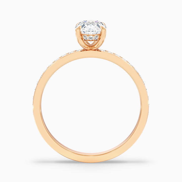 kath 8 carat oval hidden halo scallopmoissanite diamond ring in 10k rose gold -  Side View