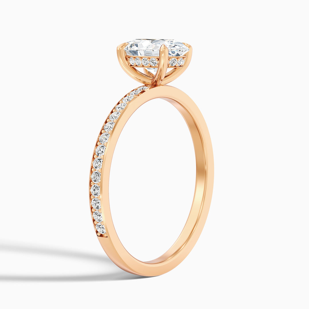 Cora 1 Carat Oval Hidden Halo Pave Lab Grown Engagement Ring in 18k Yellow Gold - Detail View