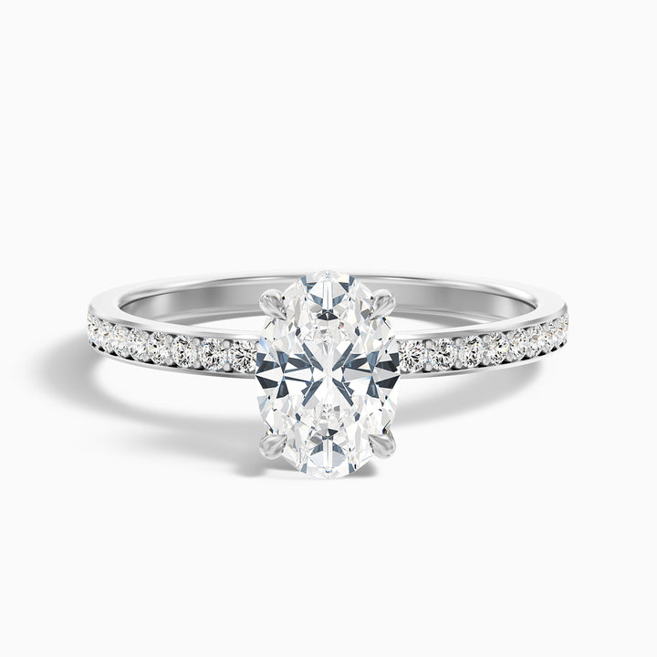 kath 7 carat oval hidden halo scallopmoissanite diamond ring in 925 sterling silver - Front View