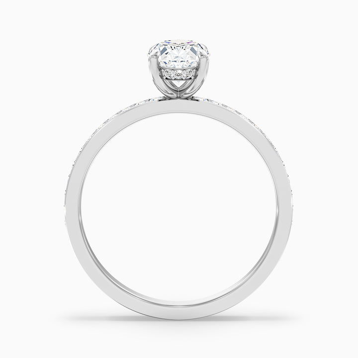 Cora 3.5 Carat Oval Hidden Halo Pave Lab Grown Engagement Ring in 18k White Gold - Side View