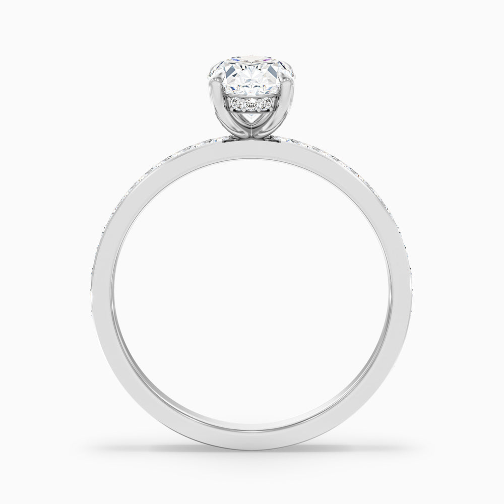Cora 1 Carat Oval Hidden Halo Pave Lab Grown Engagement Ring in Platinum - Side View