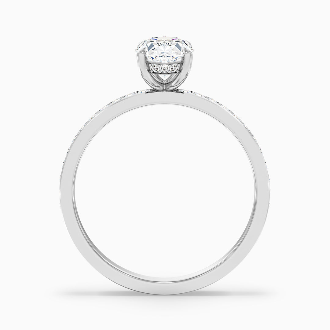 Cora 4.5 Carat Oval Hidden Halo Pave Lab Grown Engagement Ring in Platinum - Side View