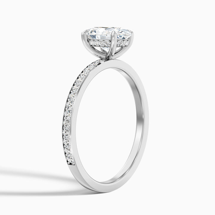 Cora 3.5 Carat Oval Hidden Halo Pave Lab Grown Engagement Ring in Platinum - Detail View