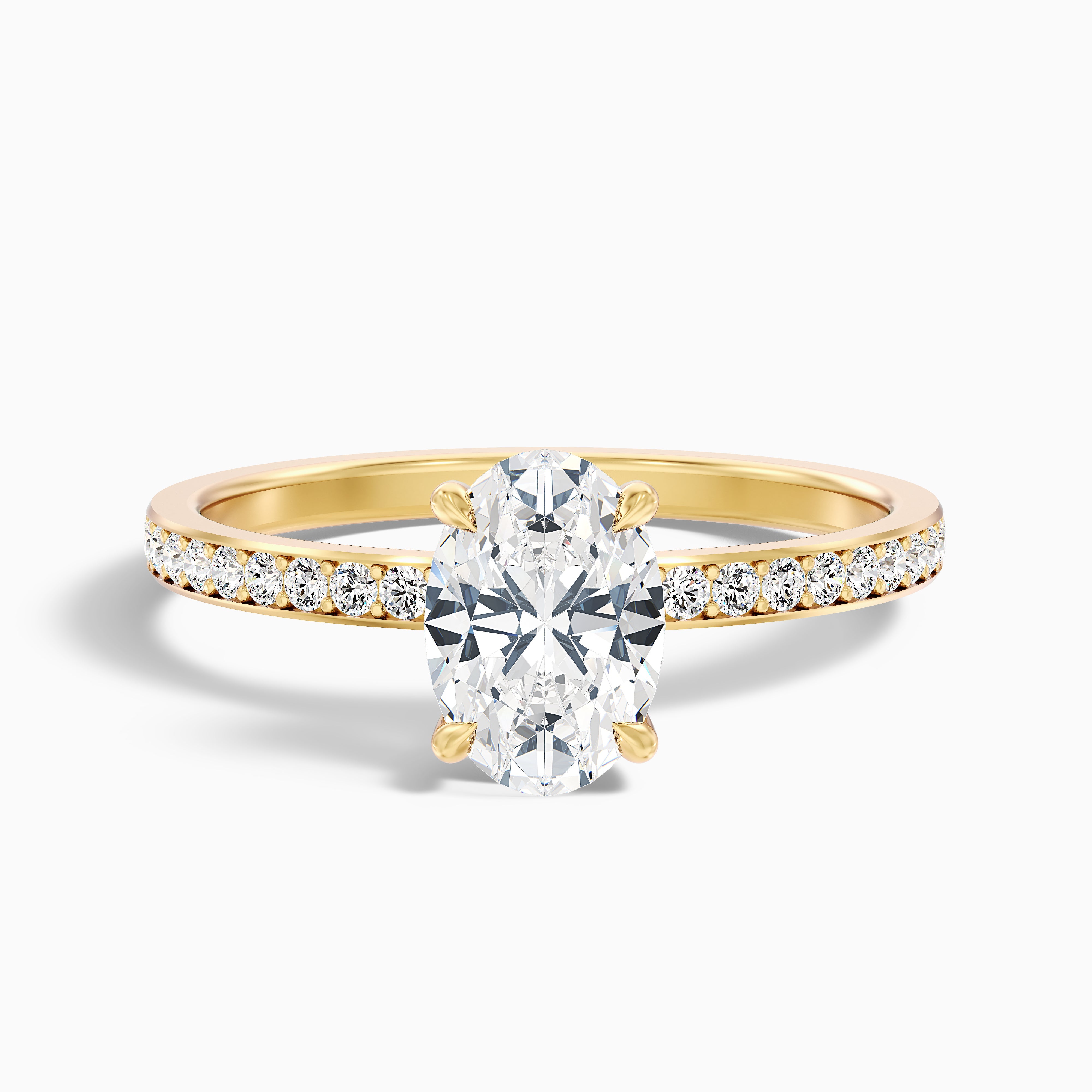 Cora 1 Carat Oval Hidden Halo Pave Lab Grown Engagement Ring in 10k Yellow Gold