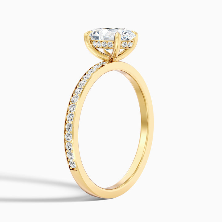 Cora 4 Carat Oval Hidden Halo Pave Lab Grown Engagement Ring in 18k Yellow Gold - Detail View