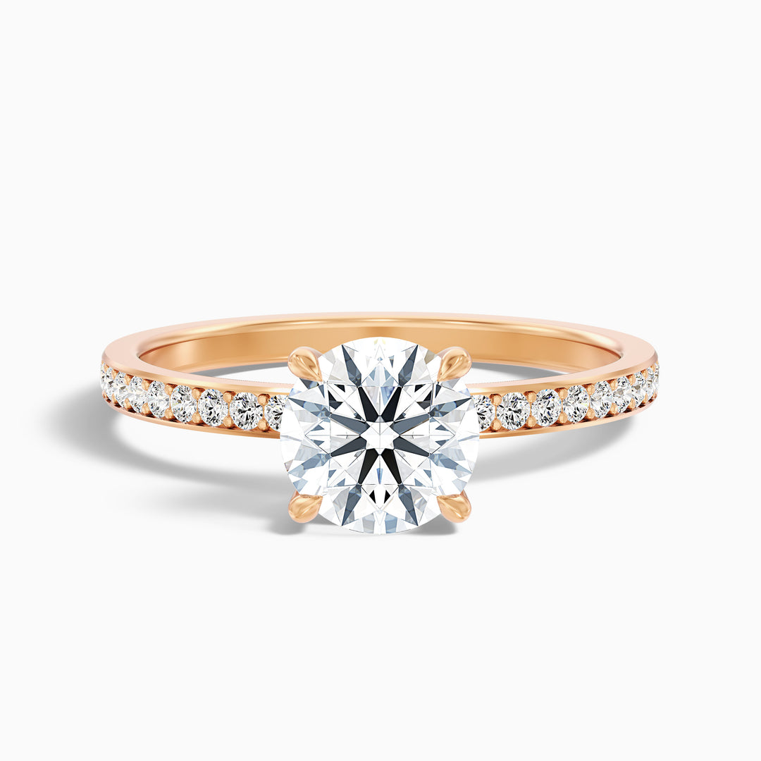 Cris 1.5 Carat Round Hidden Halo Pave Lab Grown Engagement Ring in 10k White Gold - Front View