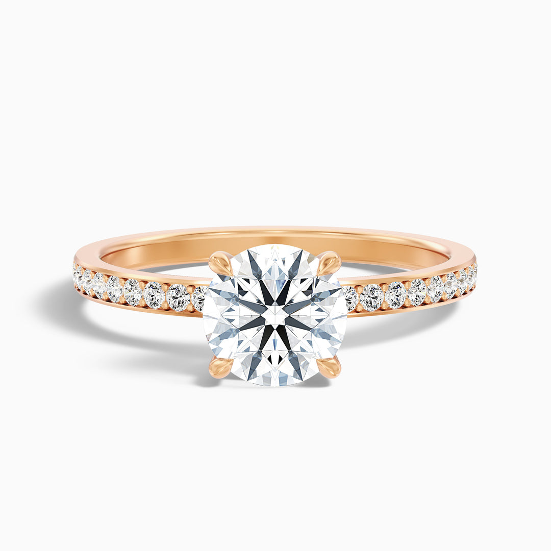 Cris 5 Carat Round Hidden Halo Pave Lab Grown Engagement Ring in Platinum - Front View
