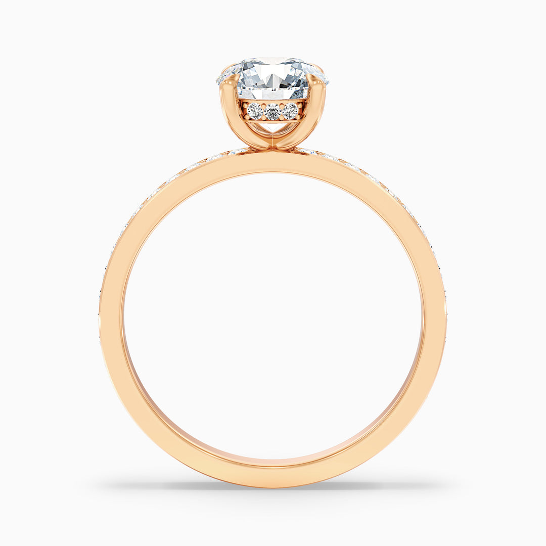 juli 8 carat round hidden halo pave moissanite diamond ring in 10k rose gold -  Side View