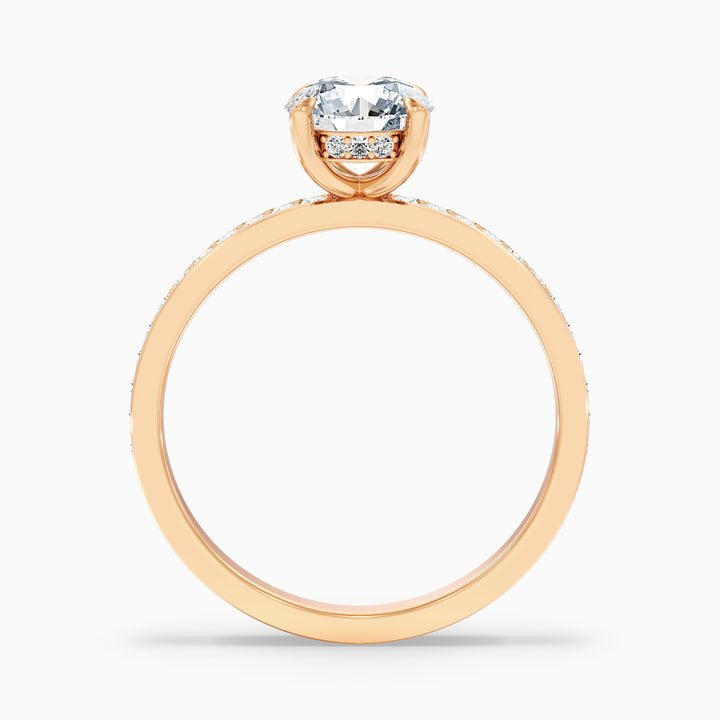 Cris 5 Carat Round Hidden Halo Pave Lab Grown Engagement Ring in Platinum - Side View