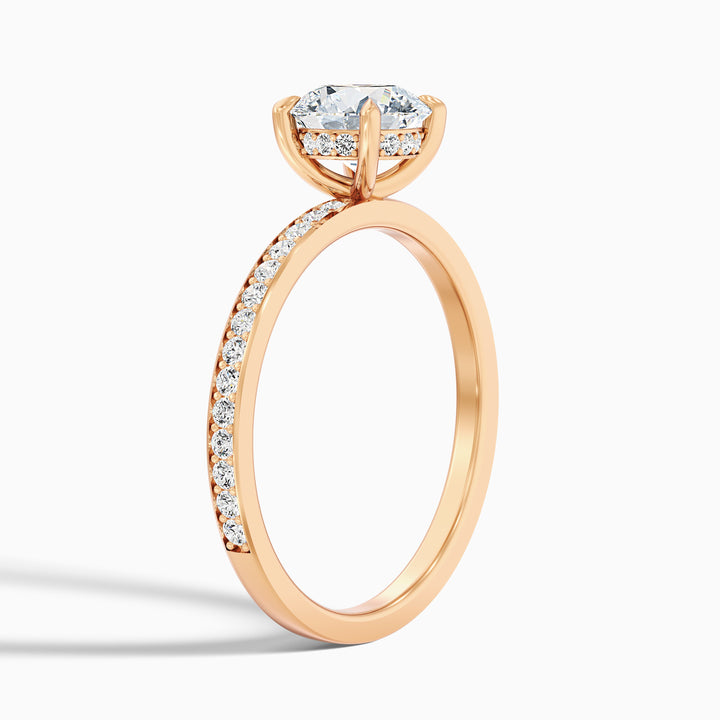 Cris 3 Carat Round Hidden Halo Pave Lab Grown Engagement Ring in 14k Yellow Gold - Detail View