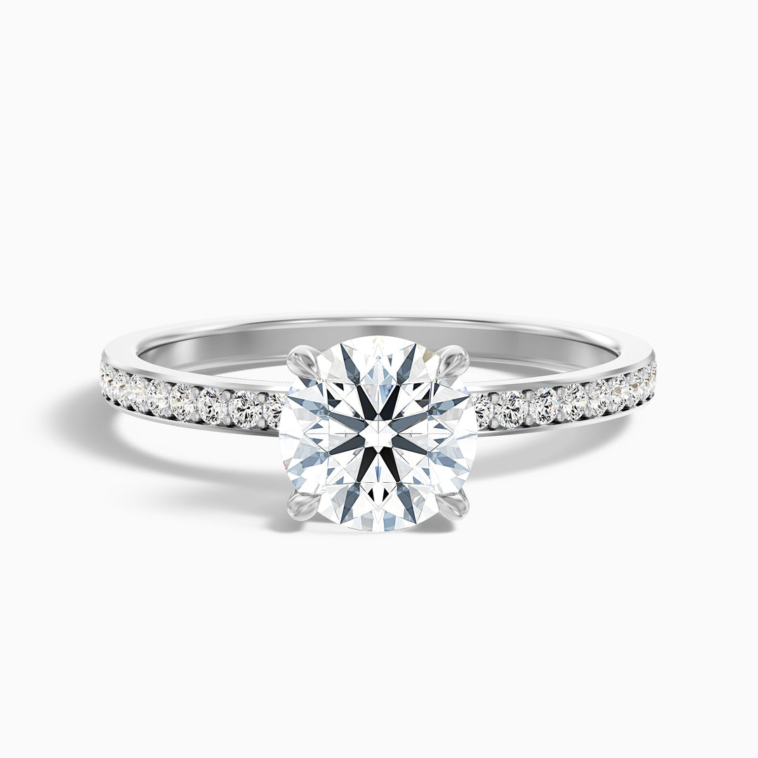Cris 3.5 Carat Round Hidden Halo Pave Lab Grown Engagement Ring in Platinum - Front View