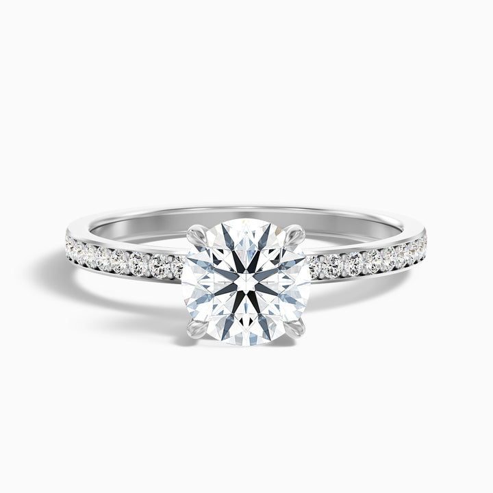 Cris 5 Carat Round Hidden Halo Pave Lab Grown Engagement Ring in Platinum - Front View