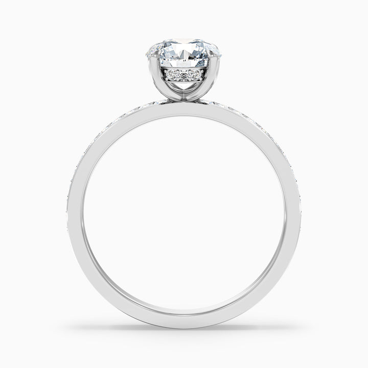 Cris 3 Carat Round Hidden Halo Pave Lab Grown Engagement Ring in 10k White Gold - Side View