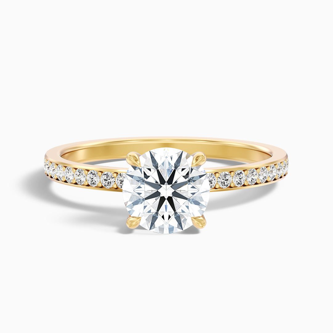 Cris 2.5 Carat Round Hidden Halo Pave Lab Grown Engagement Ring in 10k Rose Gold - Front View