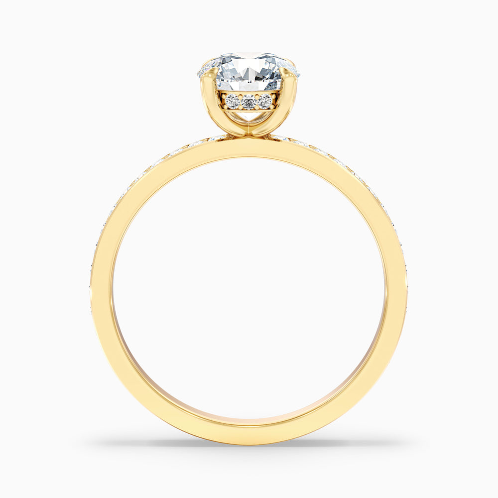 Cris 4 Carat Round Hidden Halo Pave Lab Grown Engagement Ring in 14k Yellow Gold - Side View