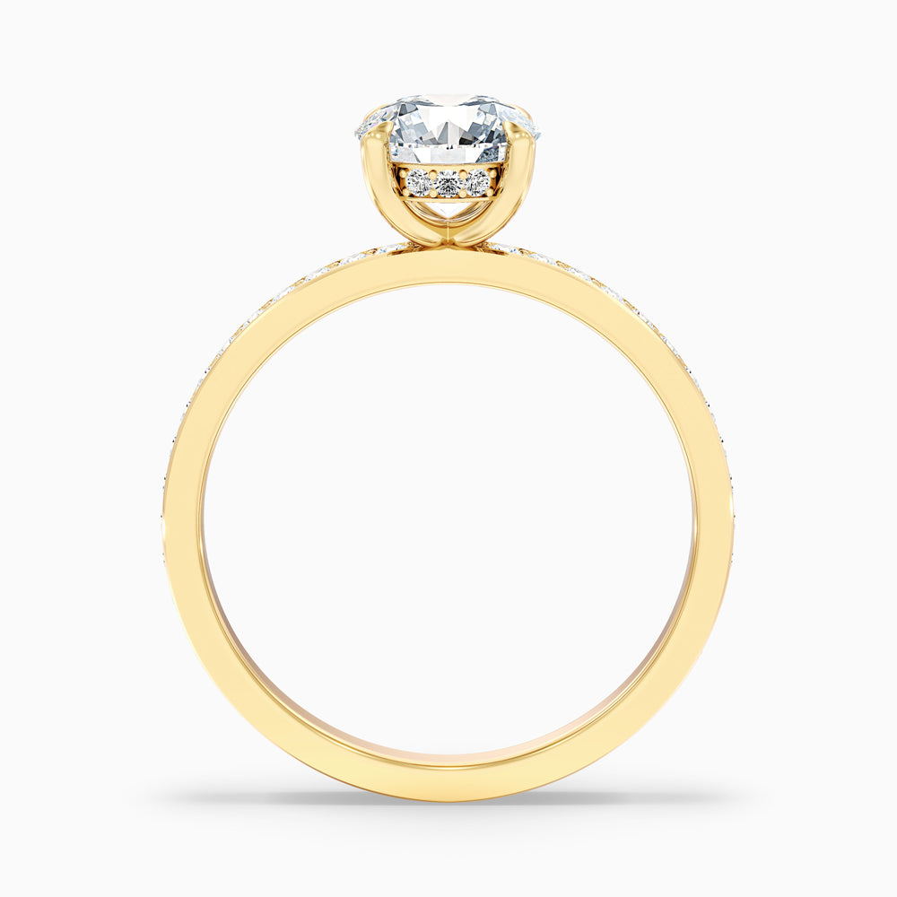 Cris 1 Carat Round Hidden Halo Pave Lab Grown Engagement Ring in 10k Yellow Gold - Side View