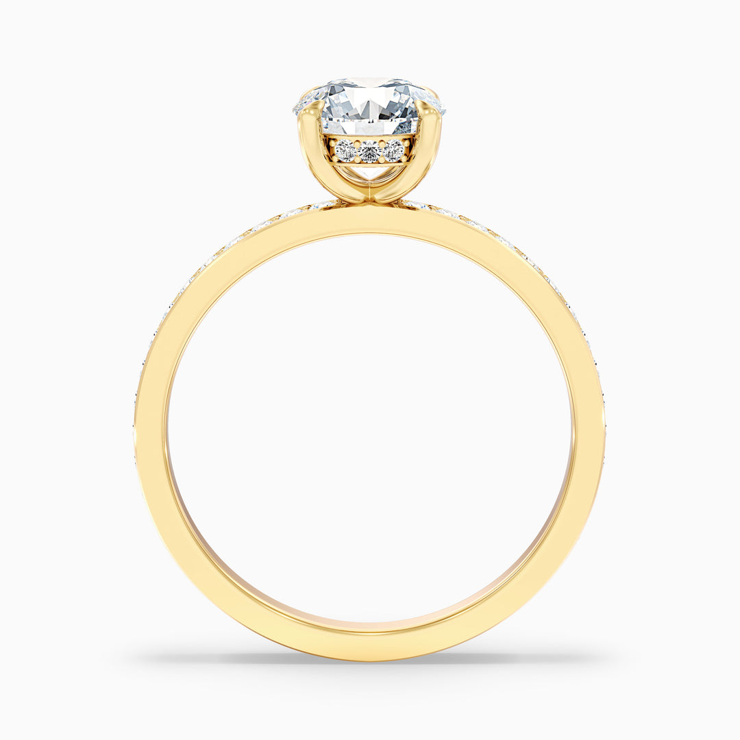 Cris 1 Carat Round Hidden Halo Pave Lab Grown Engagement Ring in 10k Yellow Gold - Side View