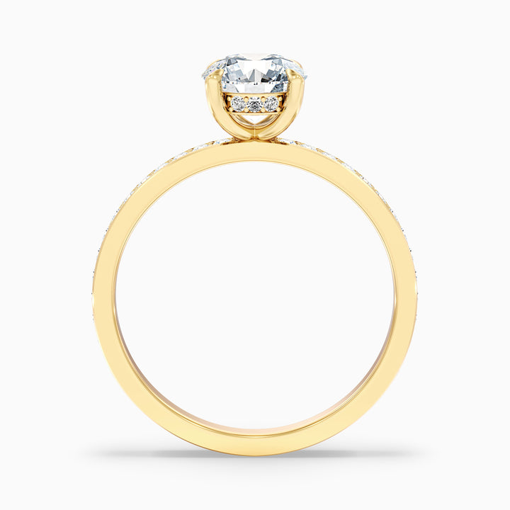 Cris 5 Carat Round Hidden Halo Pave Lab Grown Engagement Ring in Platinum - Side View