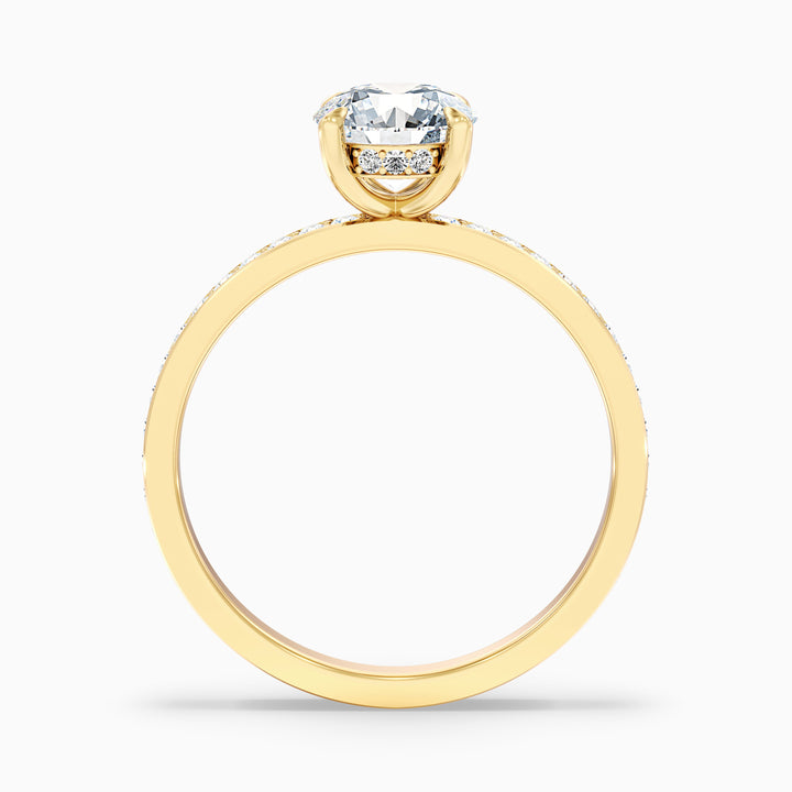 Cris 2 Carat Round Hidden Halo Pave Lab Grown Engagement Ring in 10k Yellow Gold - Side View