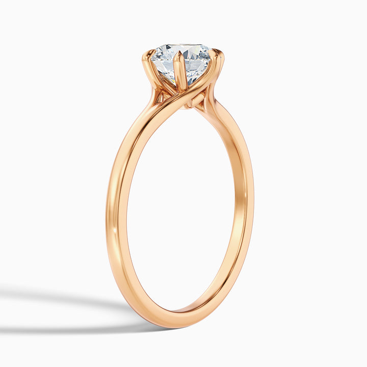 Gina 1.5 Carat Round Solitaire Lab Grown Engagement Ring in 10k Rose Gold - Detail View