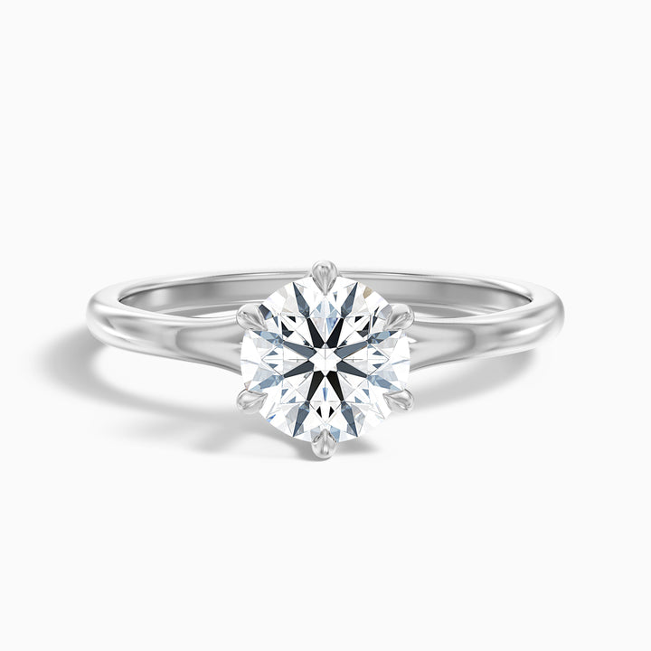 joya 9 carat round solitaire moissanite diamond ring in 10k white gold -  Front View