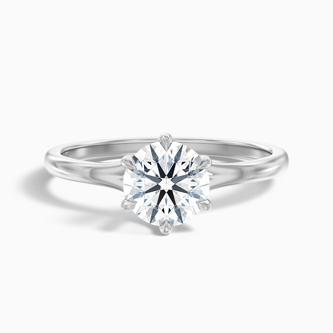 Gina 4.5 Carat Round Solitaire Lab Grown Engagement Ring in 14k White Gold - Front View