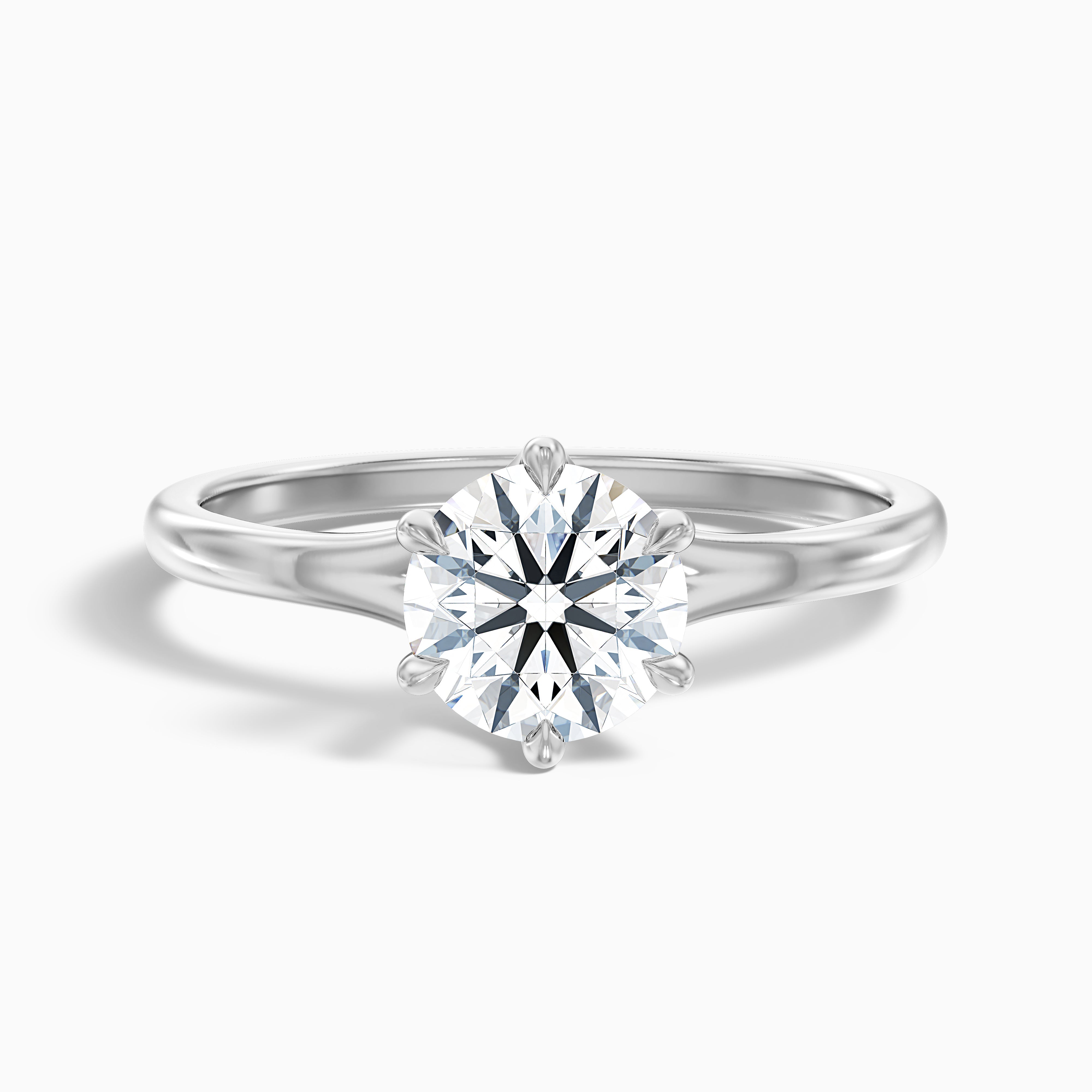 June 3 Carat Round Solitaire Moissanite Diamond Ring in 10k White Gold
