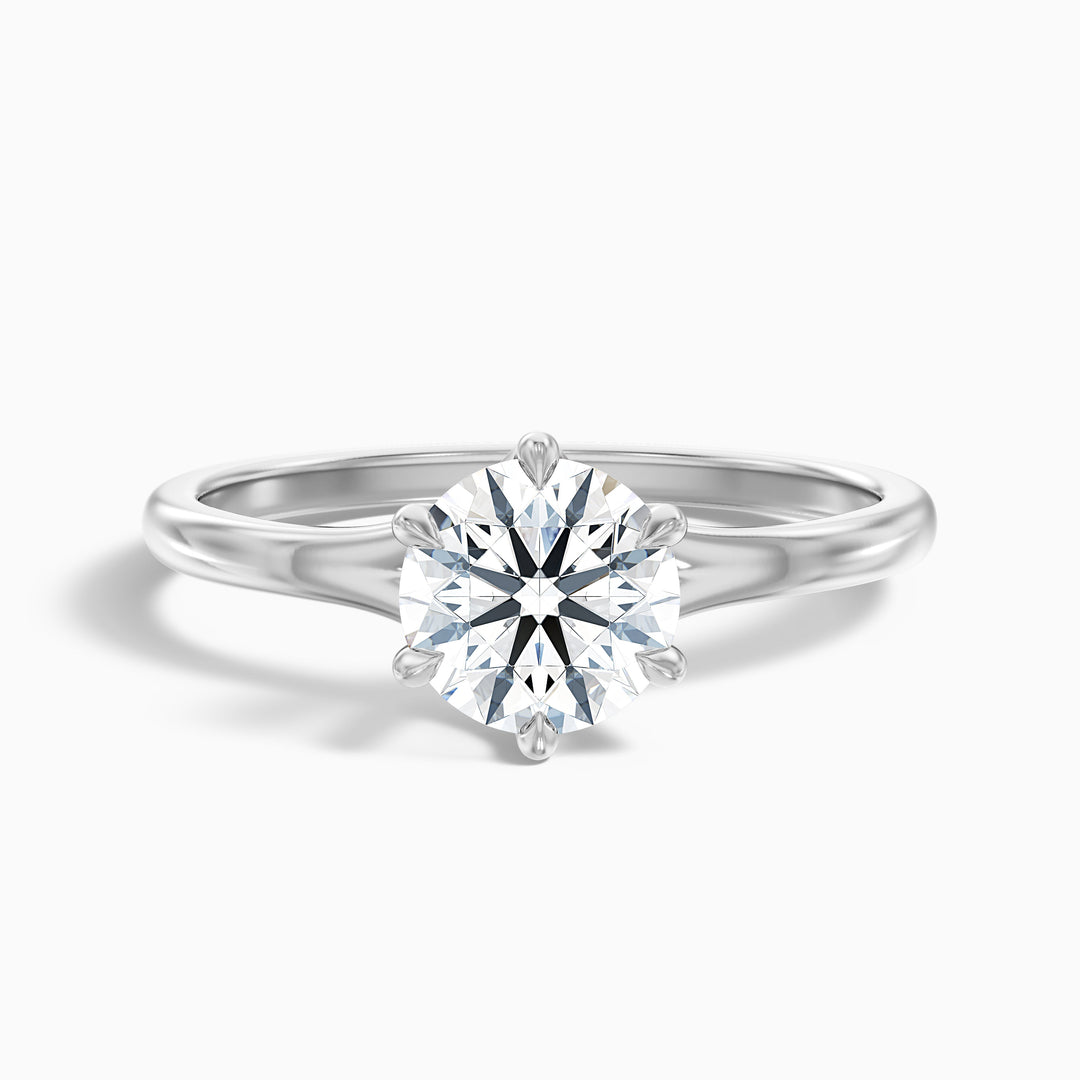 vani 9 carat round solitaire moissanite diamond ring in 925 sterling silver - Front View