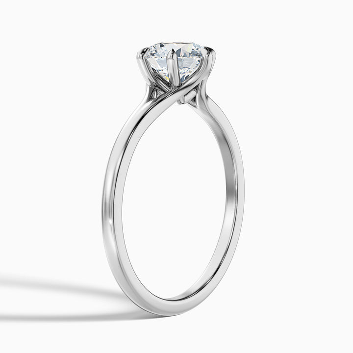 Gina 1 Carat Round Solitaire Lab Grown Engagement Ring in Platinum - Detail View