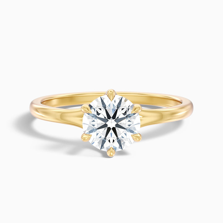 joya 7 carat round solitaire moissanite diamond ring in 18k yellow gold -  Front View