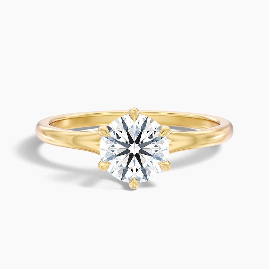 Gina 4 Carat Round Solitaire Lab Grown Engagement Ring in 10k Yellow Gold - Front View