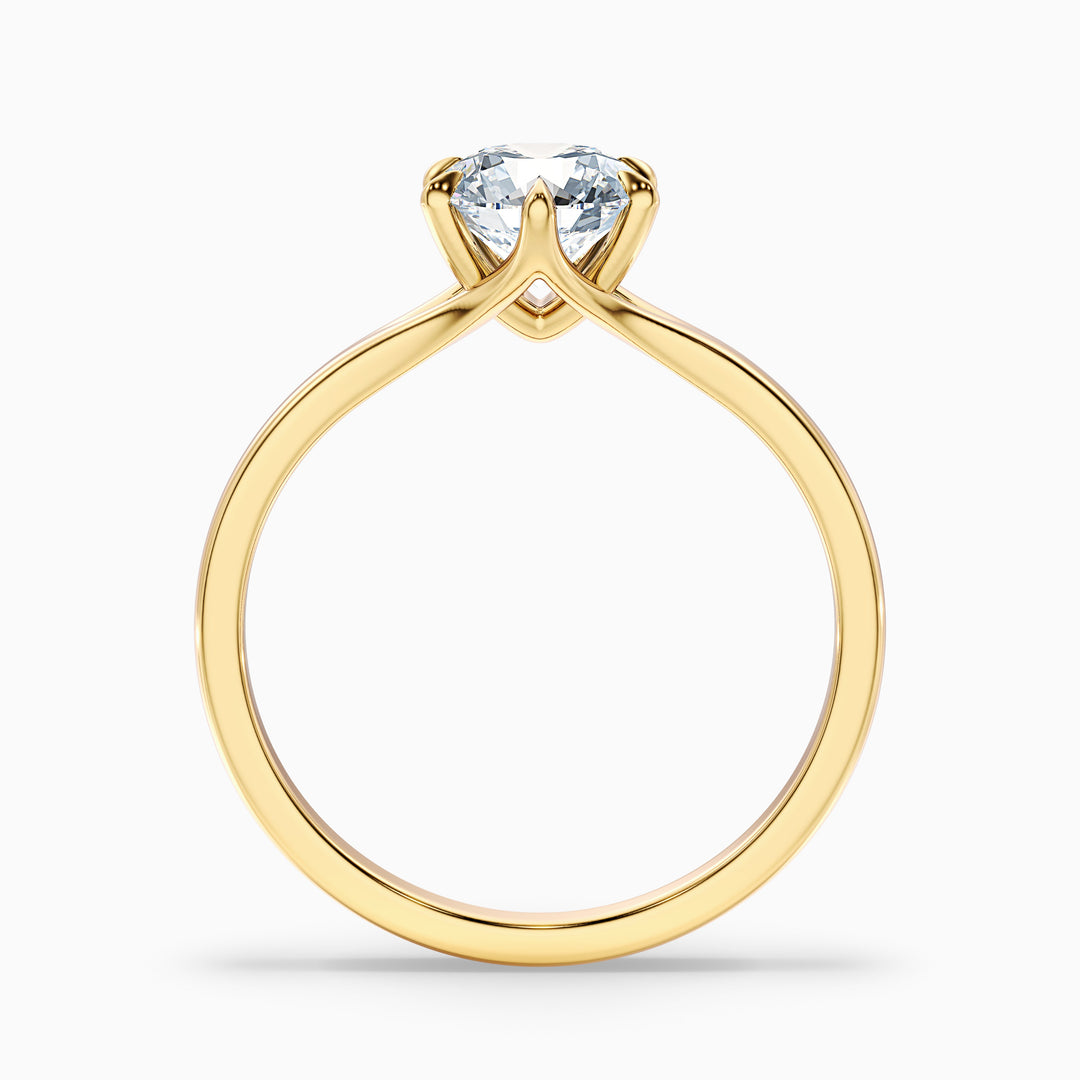 Gina 3.5 Carat Round Solitaire Lab Grown Engagement Ring in 10k Yellow Gold - Side View