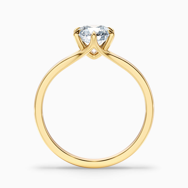 Gina 3.5 Carat Round Solitaire Lab Grown Engagement Ring in 10k Yellow Gold - Side View