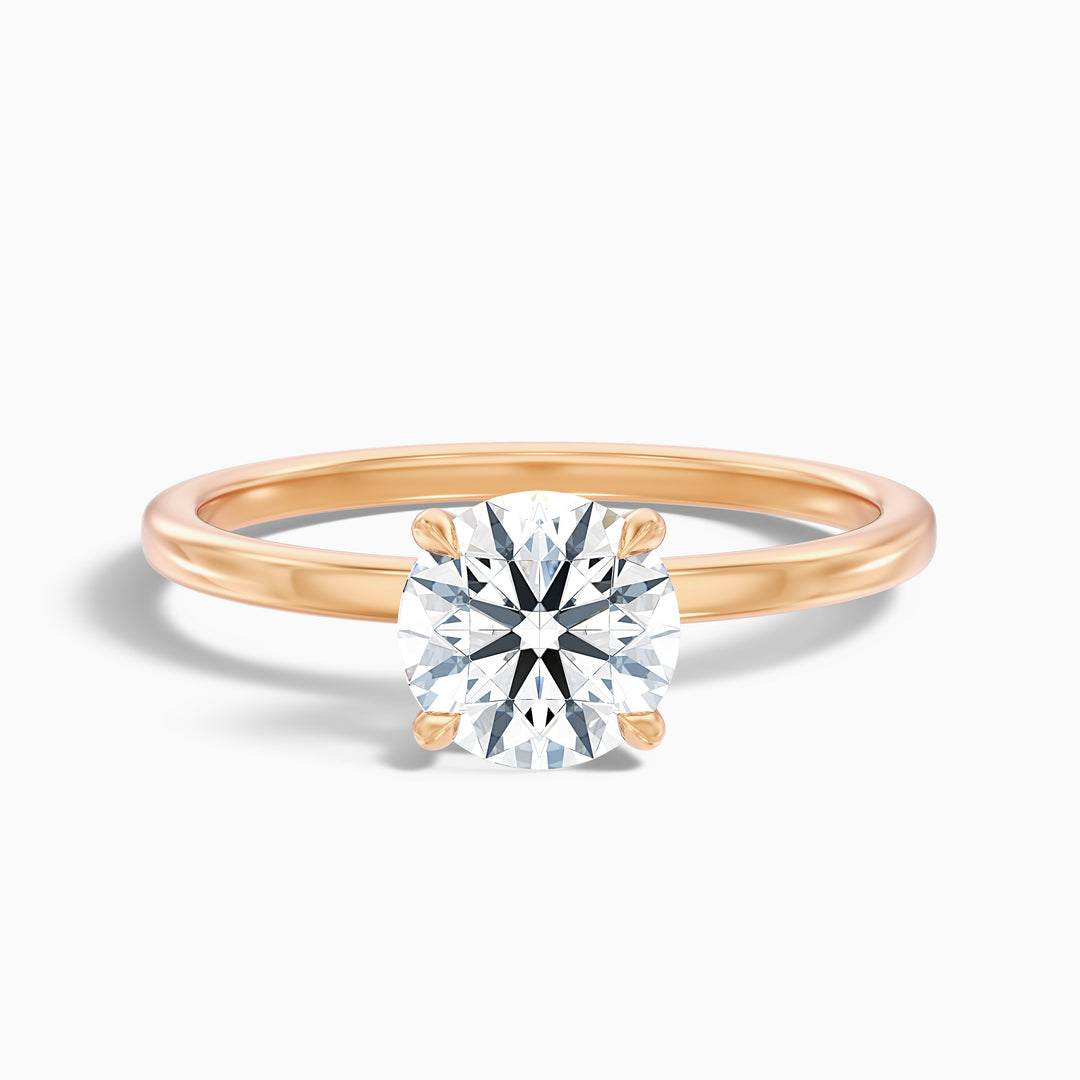 Grace 4 Carat Round Cut Solitaire Lab Grown Engagement Ring in 10k Yellow Gold - Front View