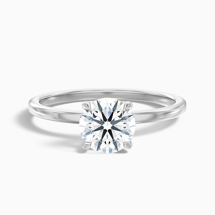 Grace 1 Carat Round Cut Solitaire Lab Grown Engagement Ring in 14k White Gold - Front View