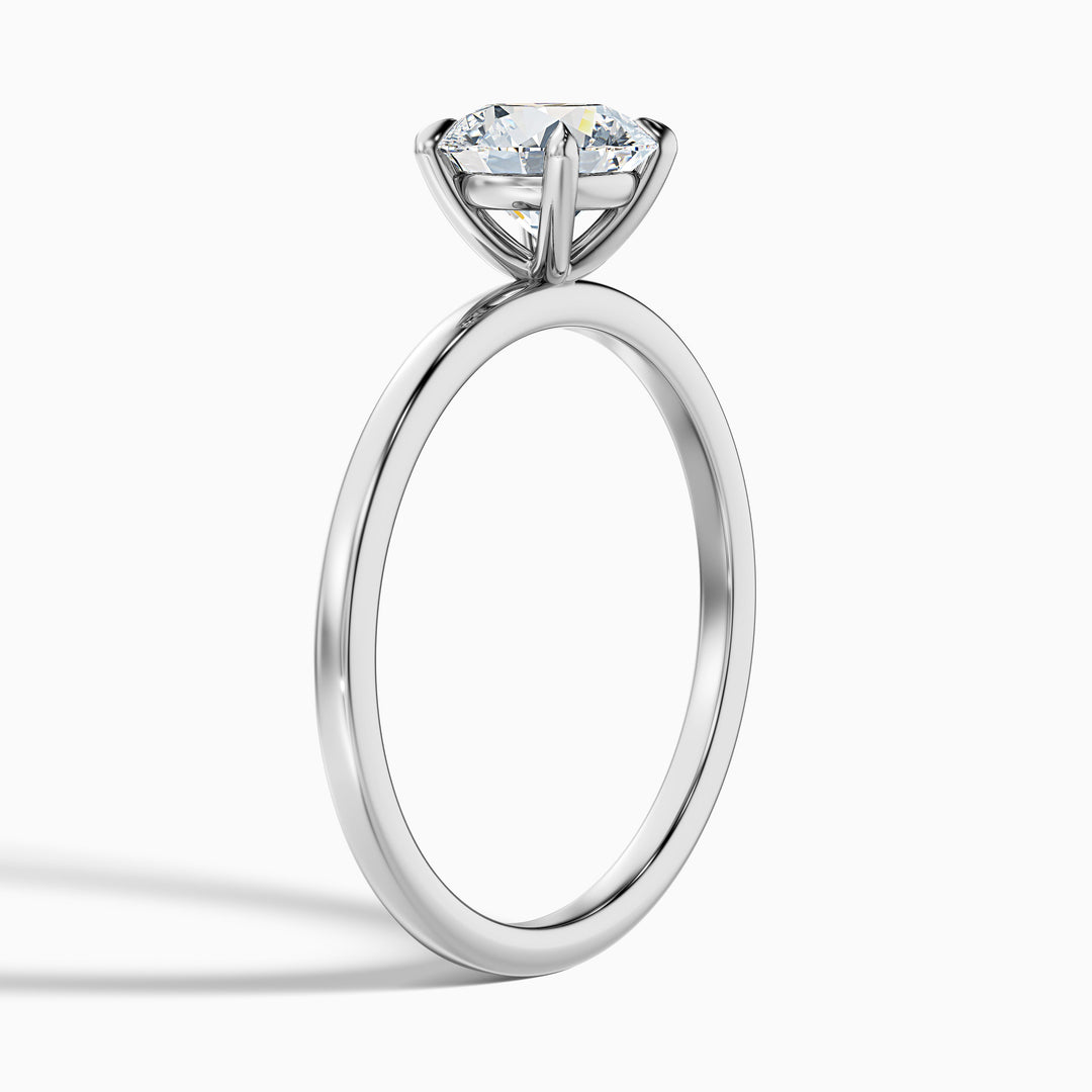 Grace 1 Carat Round Cut Solitaire Lab Grown Engagement Ring in 14k White Gold - Detail View