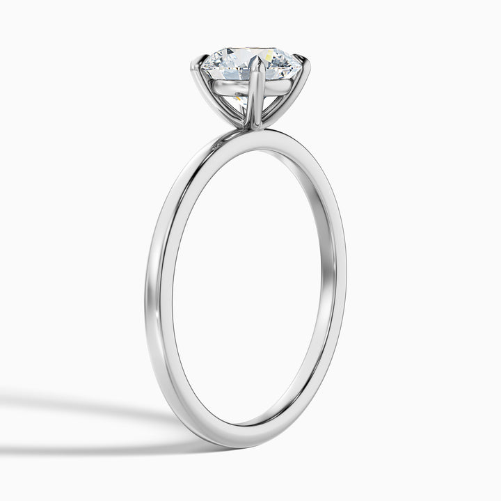 Grace 1 Carat Round Cut Solitaire Lab Grown Engagement Ring in 14k White Gold - Detail View