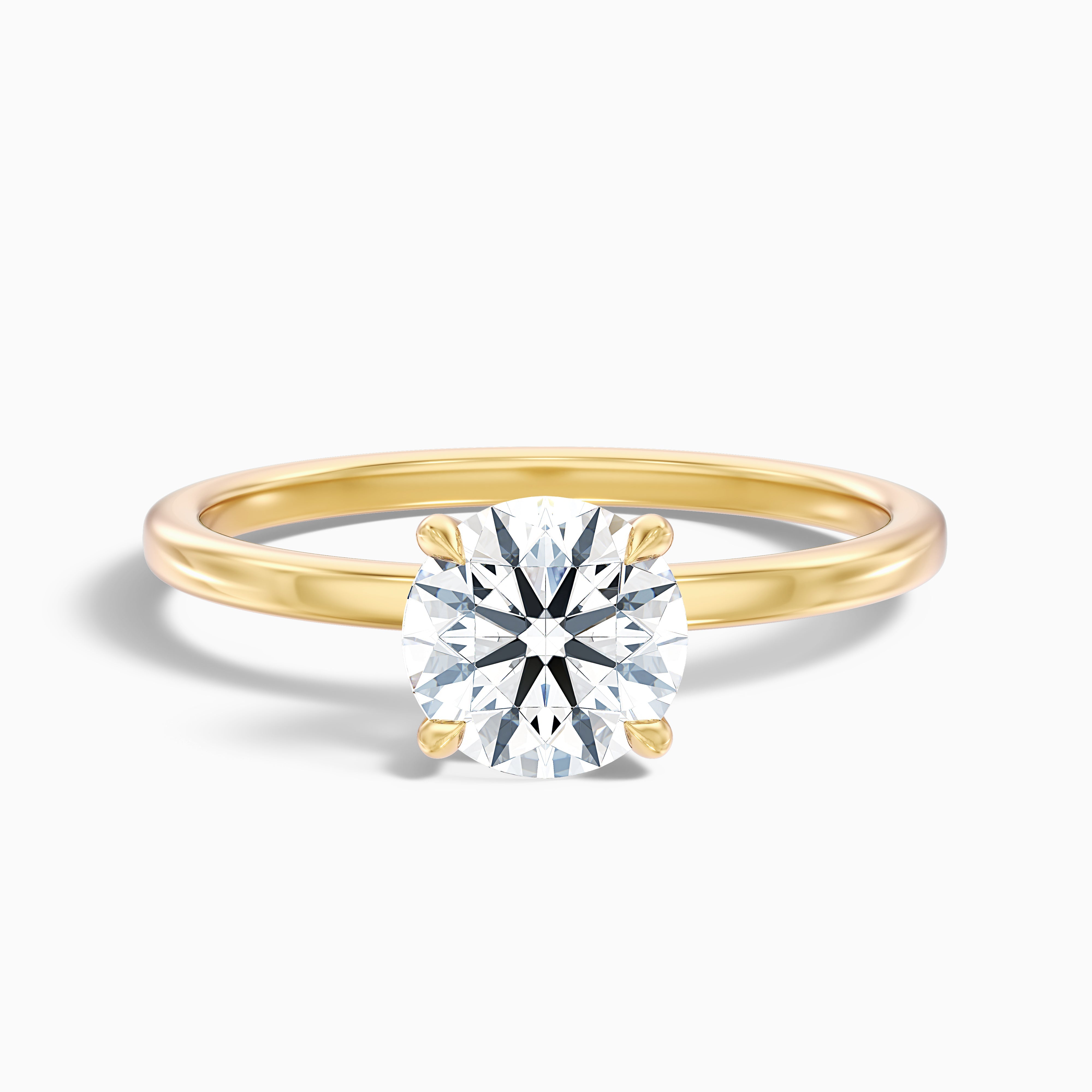 Grace 1 Carat Round Cut Solitaire Lab Grown Engagement Ring in 14k Yellow Gold