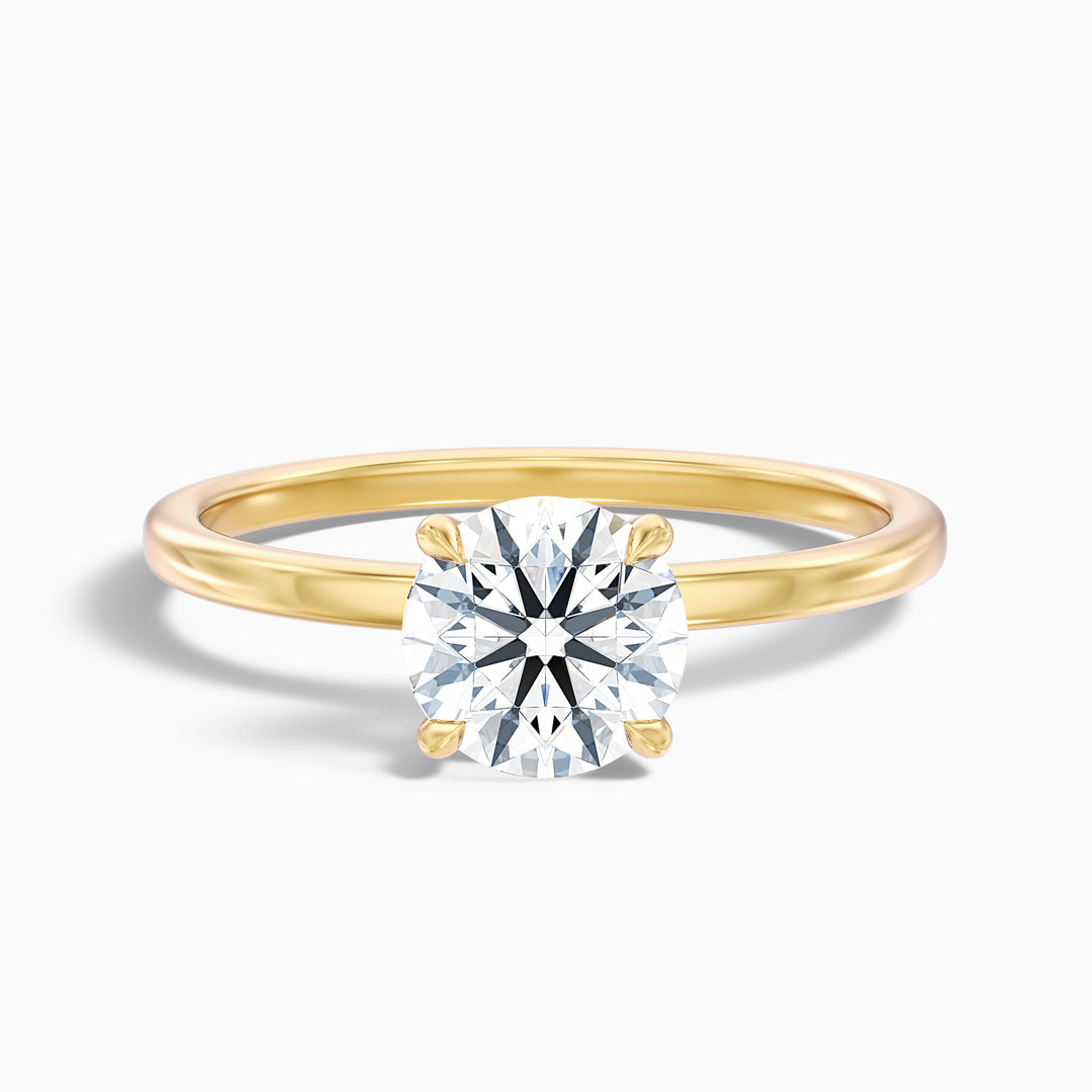 Grace 5 Carat Round Cut Solitaire Lab Grown Engagement Ring in 10k White Gold - Front View