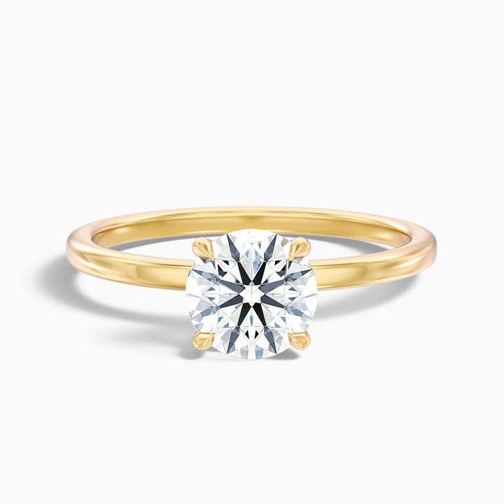 Grace 1 Carat Round Cut Solitaire Lab Grown Engagement Ring in 14k White Gold - Front View