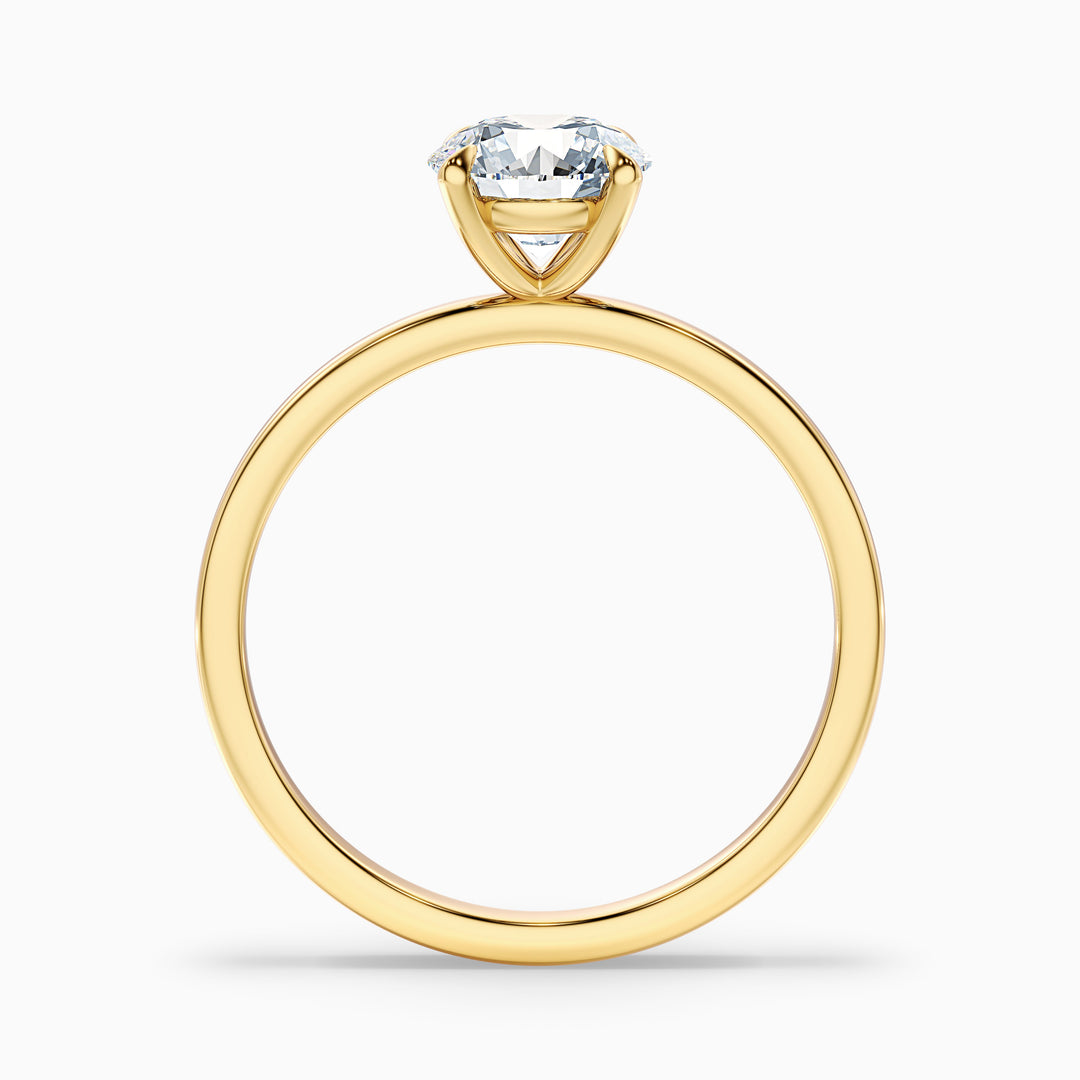 Grace 4 Carat Round Cut Solitaire Lab Grown Engagement Ring in 10k Yellow Gold - Side View